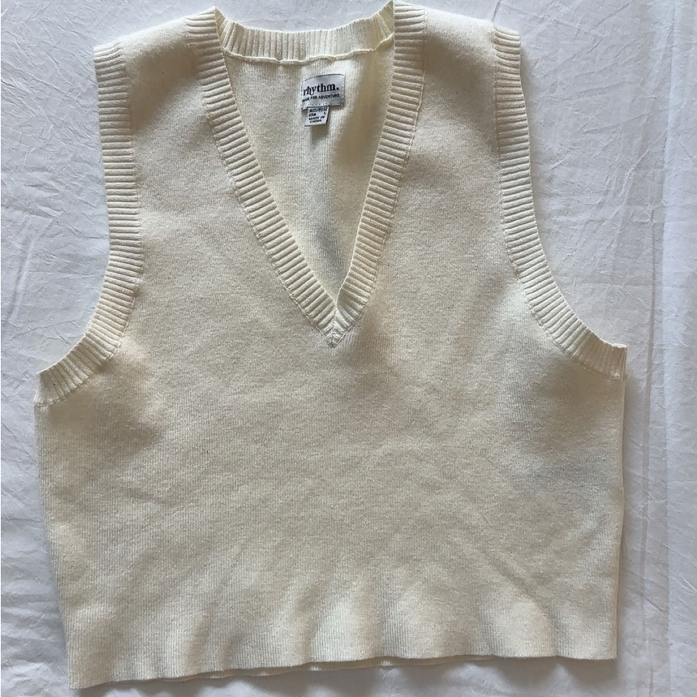Rhythm. V-Neck Cream Sweater Vest